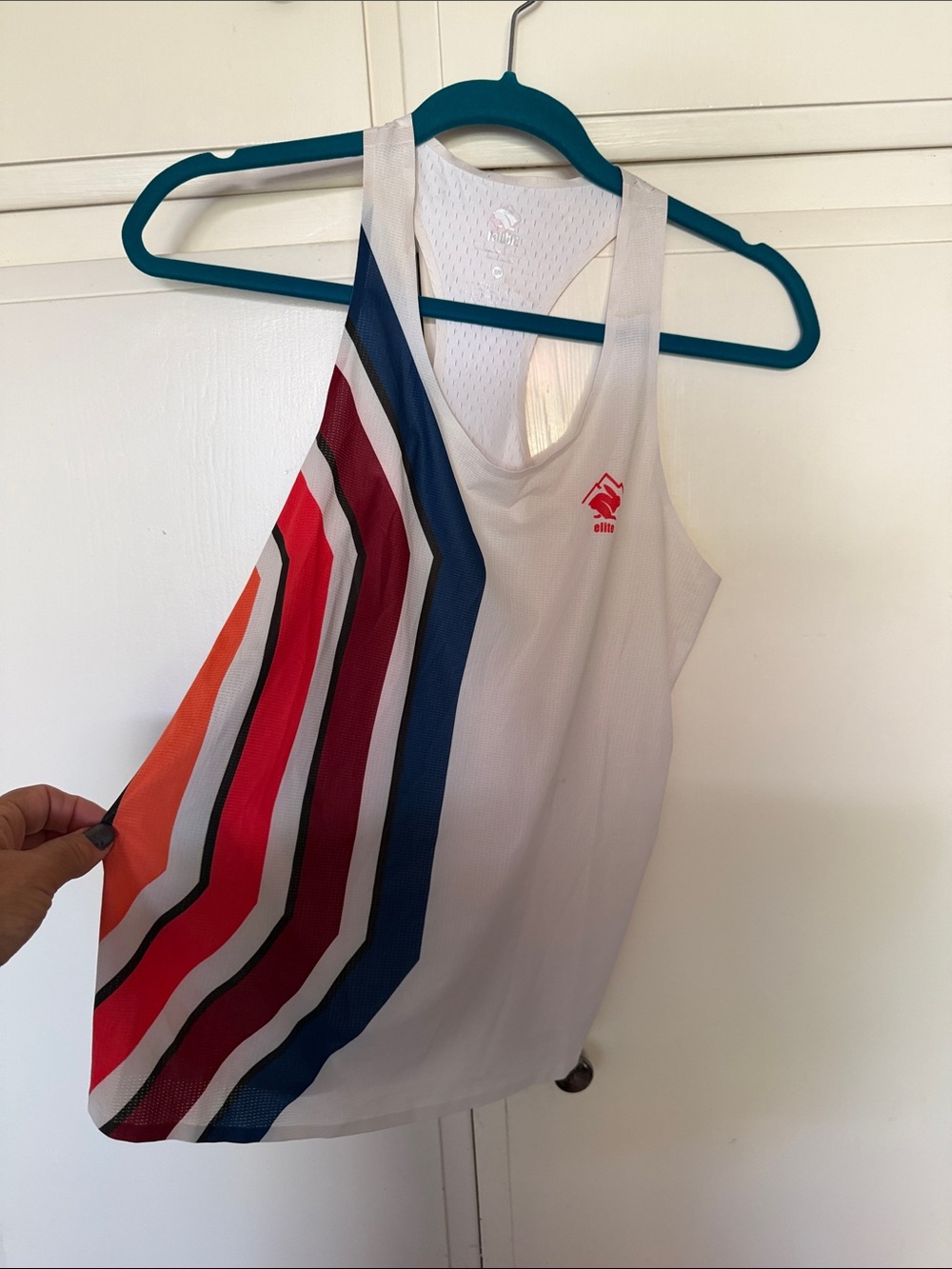 Ellesse White Racerback Tank with Multicolor Side Stripes